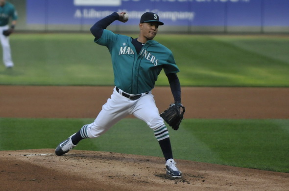 Seattle Mariners, from left, Taijuan Walker, James Paxton, Charlie