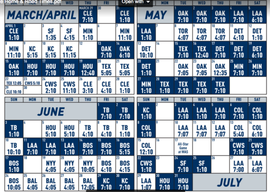 2021 mlb schedule seattle mariners